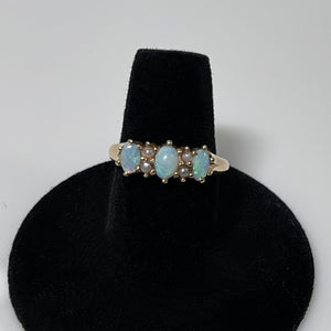 Victorian Opal and Pearl Ring 15K Gold