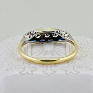 Art Deco 14K Diamond and Sapphire Ring