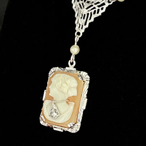 Art Deco Cameo Habille 10K Gold Necklace