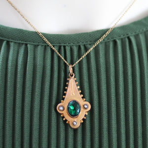 Victorian Pearl & Glass Pendant with Chain