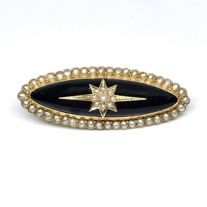 Victorian Mourning Brooch with Pearls