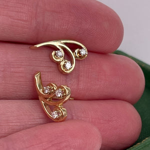 14K Trefoil Diamond Earrings