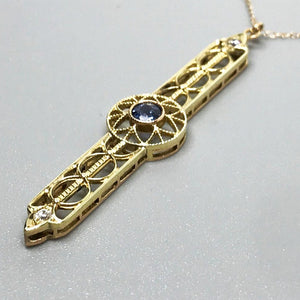 Edwardian Sapphire & Diamond 14K Necklace