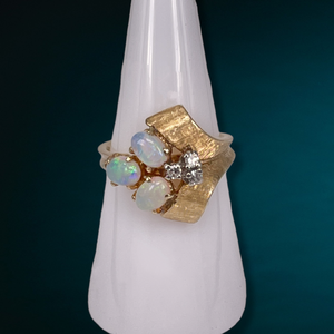 Opal & Diamond 14K Gold Ring