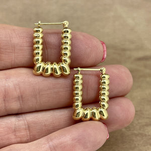 Rectangular 14K Gold Hoop Earrings