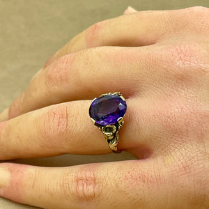 Art Nouveau Amethyst Ring With Floral Motiff