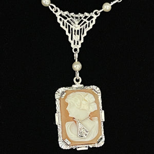Art Deco Cameo Habille 10K Gold Necklace