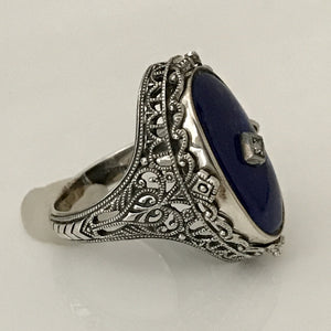 Lapis Lazuli & Onyx Flip Ring with Diamond Accent