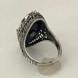 Lapis Lazuli & Onyx Flip Ring with Diamond Accent