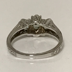 Vintage 3 Stone Tourmaline and Diamond Ring