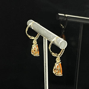 Fire Opal and Diamond 14K Drop Earrings