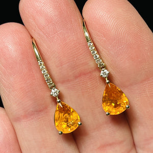 Fire Opal and Diamond 14K Drop Earrings