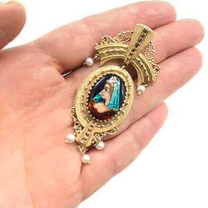 Antique Enamel Miniature Portrait Pendant/Brooch