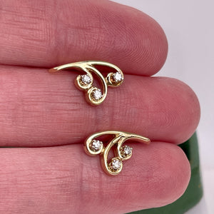 14K Trefoil Diamond Earrings