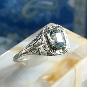 Aquamarine Art Nouveau Ring