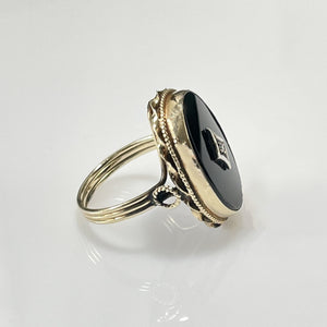 Vintage 14K Gold Onyx & Diamond Ring