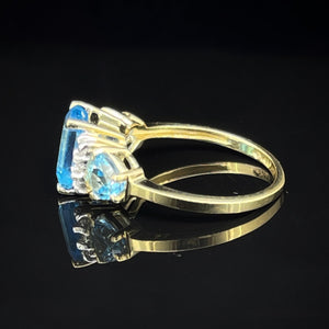 Blue Topaz and Diamond 14K Gold Ring