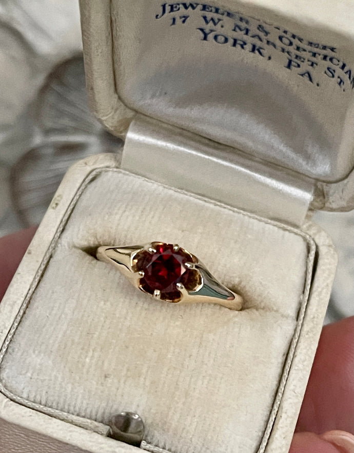 Victorian Garnet Solitaire Ring