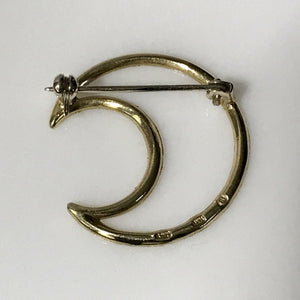 Crescent Moon 14K Brooch