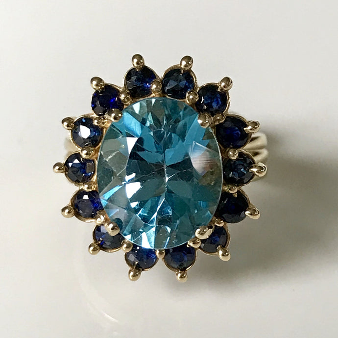 Blue Topaz and Sapphire Ring
