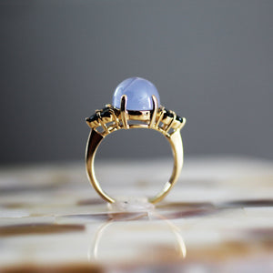 Chalcedony and Sapphire Ring